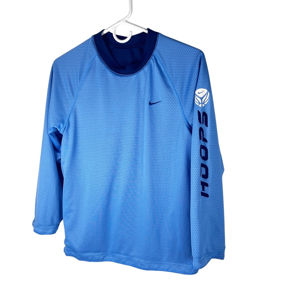 VTG 90's Nike Reversible Basketball Shirt Hoops Mesh Blue Long Sleeve Shooting
